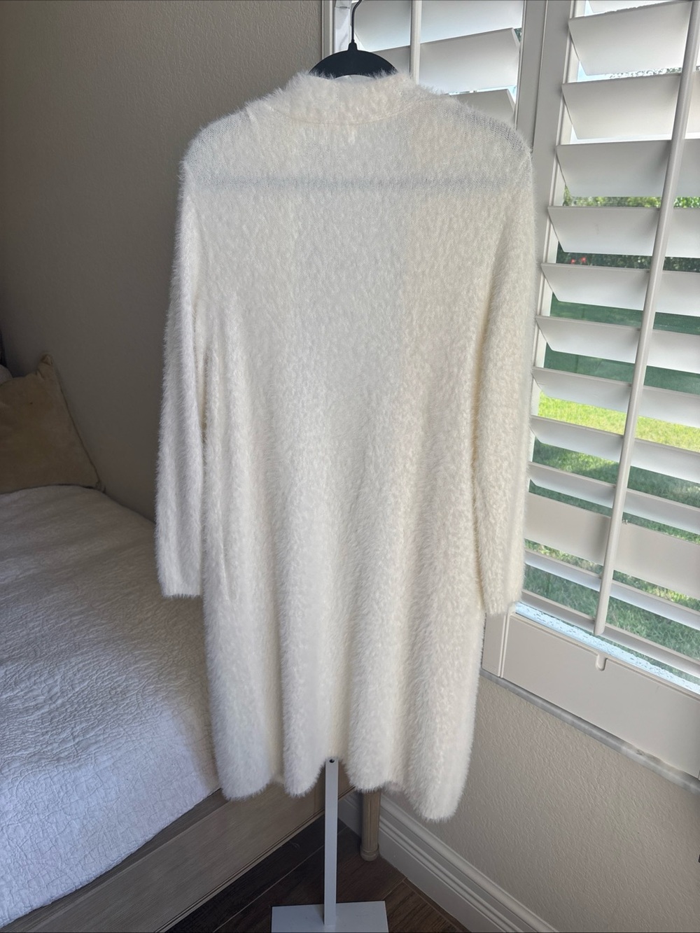 NWT Bella Dahl Cardicoat Long Duster Cardigan Fuzzy Cream Size Small - Picture 8 of 10
